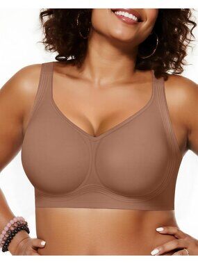 Women's Coffee Wireless Jelly Seamless Bra Full Coverage Push Comfortable